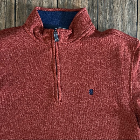 NWT Izod Men’s Pullover Quarter Zip Fleece Top Burnt Orange Large Autumn - Picture 2 of 10